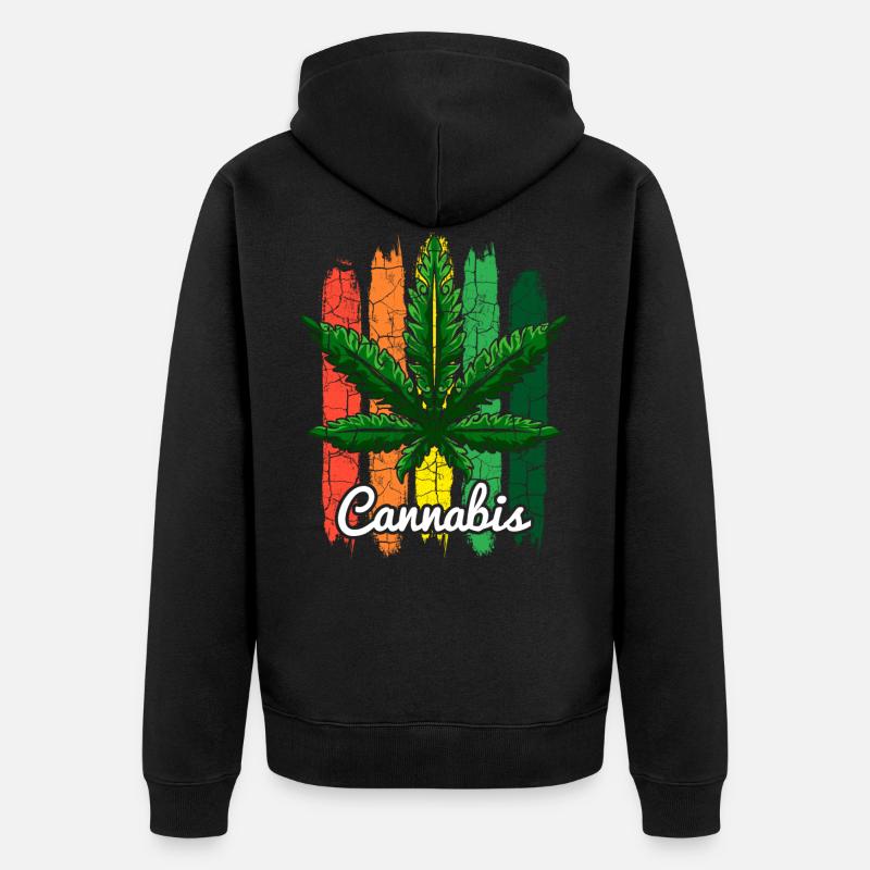 Cannabisblatt Retro - Unisex Premium Bio Zip Hoodie - Schwarz