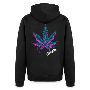 Cannabis leaf hemp leaf - Unisex Premium Organic Zip Hoodie - black - Back - Nico (187cm)