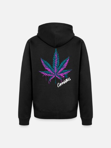Cannabis leaf hemp leaf - Unisex Premium Organic Zip Hoodie - black