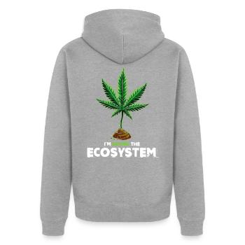 Cadeau d'herbe de cannabis Ganja Statement trendy - Veste à capuche bio Premium Unisexe - gris chiné - Dos - Nico (187cm)