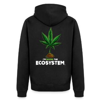 Cannabis Ganja Statement Gras Geschenk trendy - Unisex Premium Bio Zip Hoodie - Schwarz - Hinten - Nico (187cm)