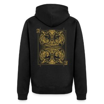 Cool owls playing card - Unisex Premium Organic Zip Hoodie - black - Back - Nico (187cm)