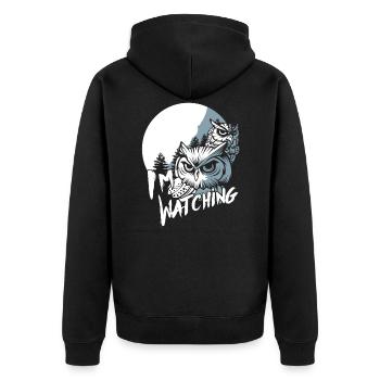Watching Owls - Unisex Premium Organic Zip Hoodie - black - Back - Nico (187cm)