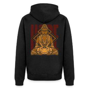 Buddha Meditation Buddhism Yoga Gift - Unisex Premium Organic Zip Hoodie - black - Back - Nico (187cm)