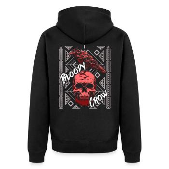 Bloody Crow Skull Totenkopf Totenschädel Schädel - Unisex Premium Bio Zip Hoodie - Schwarz - Hinten - Nico (187cm)
