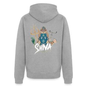 Gottheit Hinduismus Shiva Geschenk - Unisex Premium Bio Zip Hoodie - Grau meliert - Hinten - Nico (187cm)