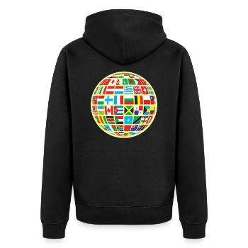 Carte du monde globe terrestre globe pays drapeaux continents - Veste à capuche bio Premium Unisexe - noir - Dos - Nico (187cm)