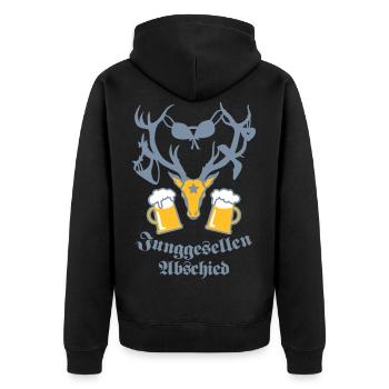 Hirsch JGA beer one 3c b - Unisex Premium Organic Zip Hoodie - black - Back - Nico (187cm)