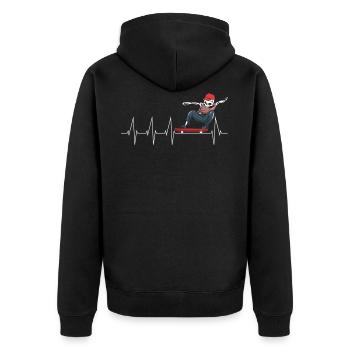 Cadeau d'ECG de planche à roulettes de patineur de battement de coeur - Veste à capuche bio Premium Unisexe - noir - Dos - Nico (187cm)
