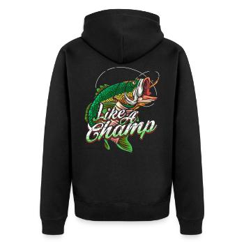Angel - Unisex Premium Bio Zip Hoodie - Schwarz - Hinten - Nico (187cm)