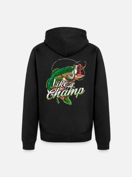 fishing rod - Unisex Premium Organic Zip Hoodie - black