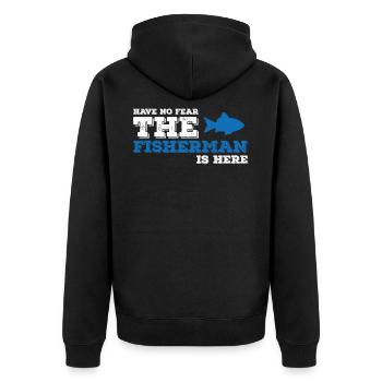 Fischer Angler Fischen Angeln Fisch Geschenkidee - Unisex Premium Bio Zip Hoodie - Schwarz - Hinten - Nico (187cm)