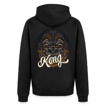 Gorilla Tier Dschungel Geschenk - Unisex Premium Bio Zip Hoodie - Schwarz - Hinten - Nico (187cm)