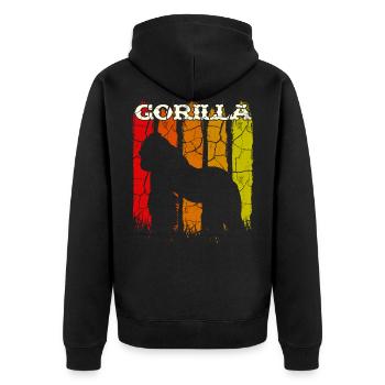 Gorilla - Unisex Premium Bio Zip Hoodie - Schwarz - Hinten - Nico (187cm)