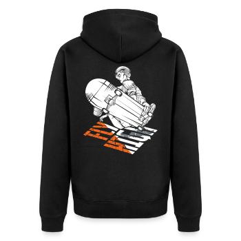 Skating - Unisex Premium Bio Zip Hoodie - Schwarz - Hinten - Nico (187cm)