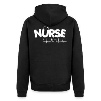 Nurse Carer Gift - Unisex Premium Organic Zip Hoodie - black - Back - Nico (187cm)