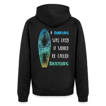 Surfer Spruch - Unisex Premium Bio Zip Hoodie - Schwarz - Hinten - Nico (187cm)