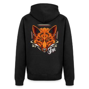 Rotfuchs Modern und Trendy Wildnis - Unisex Premium Bio Zip Hoodie - Schwarz - Hinten - Nico (187cm)