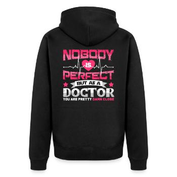 Doctor Medical Doctor - Unisex Premium Organic Zip Hoodie - black - Back - Nico (187cm)