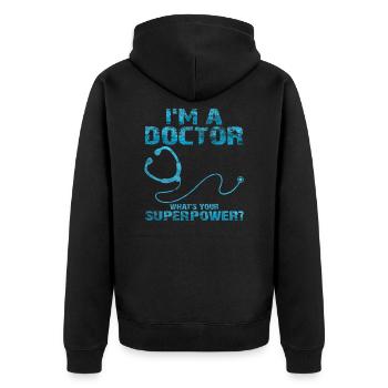 Docteur Héros - Veste à capuche bio Premium Unisexe - noir - Dos - Nico (187cm)
