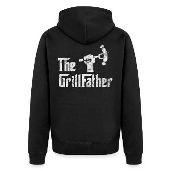 the grillfather grilling retro - Unisex Premium Organic Zip Hoodie - black - Back - Nico (187cm)