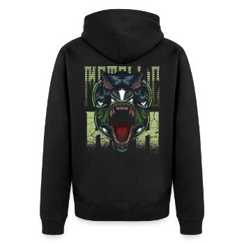 Roboter Dino - Unisex Premium Bio Zip Hoodie - Schwarz - Hinten - Nico (187cm)