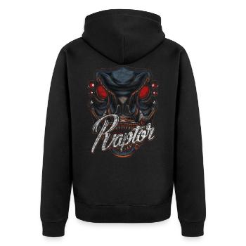 Cyborg Raptor Dinosaur Scifi - Unisex Premium Organic Zip Hoodie - black - Back - Nico (187cm)