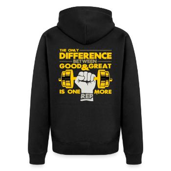 body builder - Unisex Premium Organic Zip Hoodie - black - Back - Nico (187cm)
