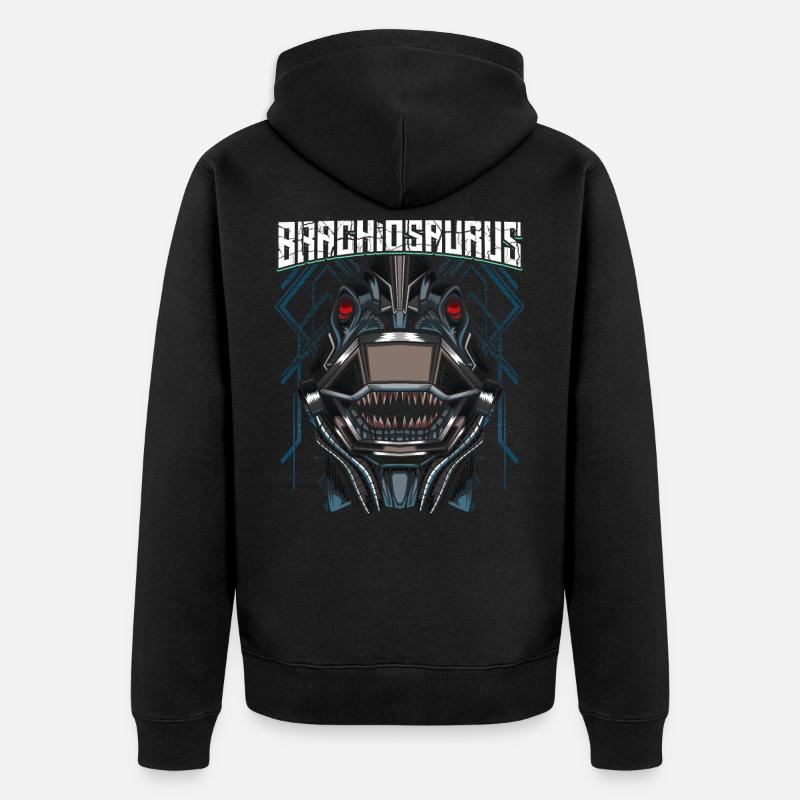 Cyborg Brachiosaurus Dinosaure Scifi - Veste à capuche bio Premium Unisexe - noir
