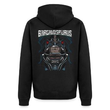 Roboter Dino - Unisex Premium Bio Zip Hoodie - Schwarz - Hinten - Nico (187cm)