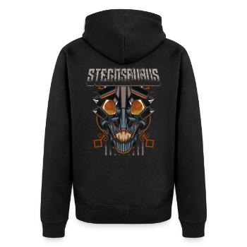 Cyborg Stegosaurus Dinosaurier Scifi - Unisex Premium Bio Zip Hoodie - Schwarz - Hinten - Nico (187cm)