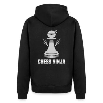 Chess Ninja - Échec de cadeau d'échecs - Veste à capuche bio Premium Unisexe - noir - Dos - Nico (187cm)