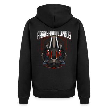 Cyborg Parasaurolophus Dinosaur Scifi - Unisex Premium Organic Zip Hoodie - black - Back - Nico (187cm)