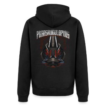 Roboter Dino - Unisex Premium Bio Zip Hoodie - Schwarz - Hinten - Nico (187cm)