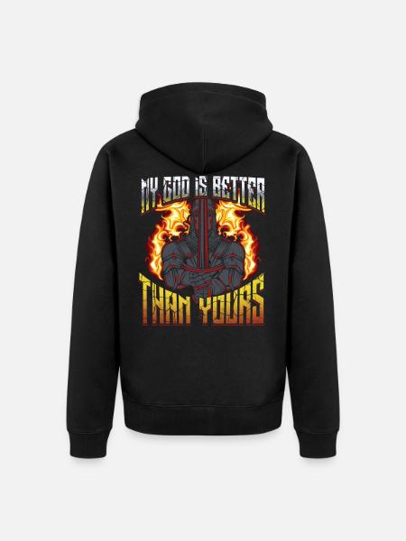 Crusader God - Unisex Premium Organic Zip Hoodie - black