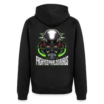 Cyborg Pachycephalosaurus Dinosaurier Scifi - Unisex Premium Bio Zip Hoodie - Schwarz - Hinten - Nico (187cm)