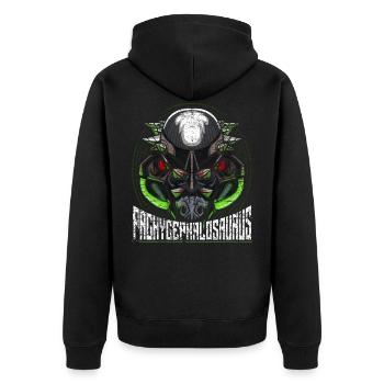 Roboter Dino - Unisex Premium Bio Zip Hoodie - Schwarz - Hinten - Nico (187cm)