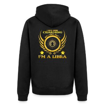 Sternzeichen Sprüche Waage Libra - Unisex Premium Bio Zip Hoodie - Schwarz - Hinten - Nico (187cm)