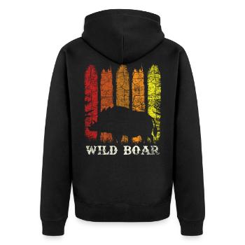 Retro vintage style boar pig - Unisex Premium Organic Zip Hoodie - black - Back - Nico (187cm)