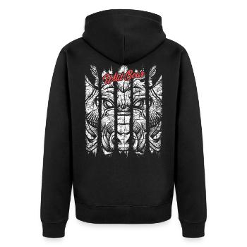 Wildschwein Modern Trendy Warzenschwein - Unisex Premium Bio Zip Hoodie - Schwarz - Hinten - Nico (187cm)