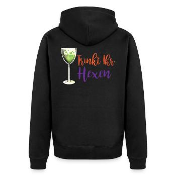 Cooles Halloween Hexe Geschenk Trinkt Ihr Hexen - Unisex Premium Bio Zip Hoodie - Schwarz - Hinten - Nico (187cm)