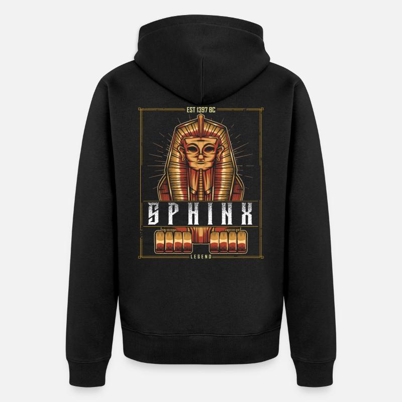 Große Sphinx - Unisex Premium Bio Zip Hoodie - Schwarz