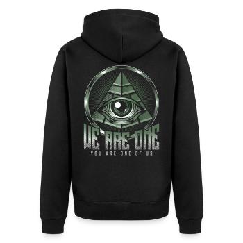 Illuminati's eye - Unisex Premium Organic Zip Hoodie - black - Back - Nico (187cm)