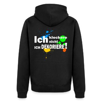 I do not spill I decorate 2- color blob - Unisex Premium Organic Zip Hoodie - black - Back - Nico (187cm)