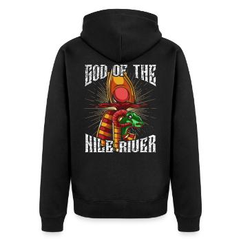 God of Nils Khnum Ancient Egyptian Mytisch Deity - Unisex Premium Organic Zip Hoodie - black - Back - Nico (187cm)