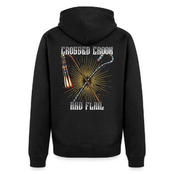 Osiris Flagellum Krummstab Ägyptisch Ägypten - Unisex Premium Bio Zip Hoodie - Schwarz - Hinten - Nico (187cm)