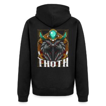 Thoth Thot Ägyptischer Gott Gottheit Ibis - Unisex Premium Bio Zip Hoodie - Schwarz - Hinten - Nico (187cm)