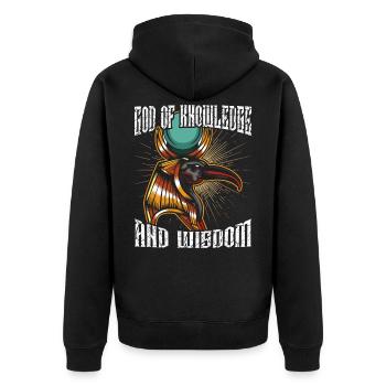 Gott des Wissen Weisheit Thoth Ägyptischer Gott - Unisex Premium Bio Zip Hoodie - Schwarz - Hinten - Nico (187cm)