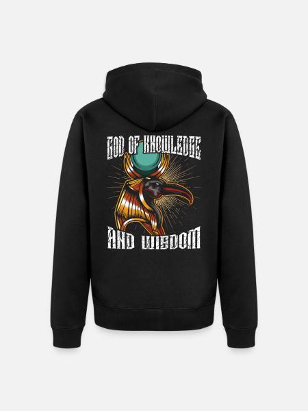Dieu de la connaissance sagesse Thoth dieu égyptien - Veste à capuche bio Premium Unisexe - noir