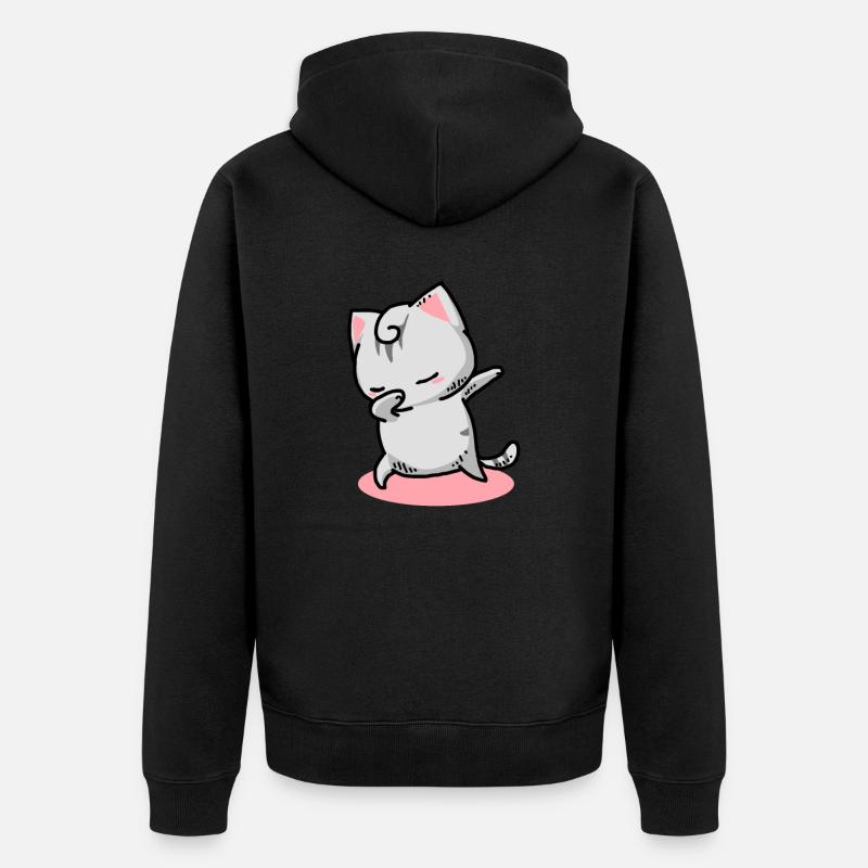 Chat Kawaii Dab - Veste à capuche bio Premium Unisexe - noir